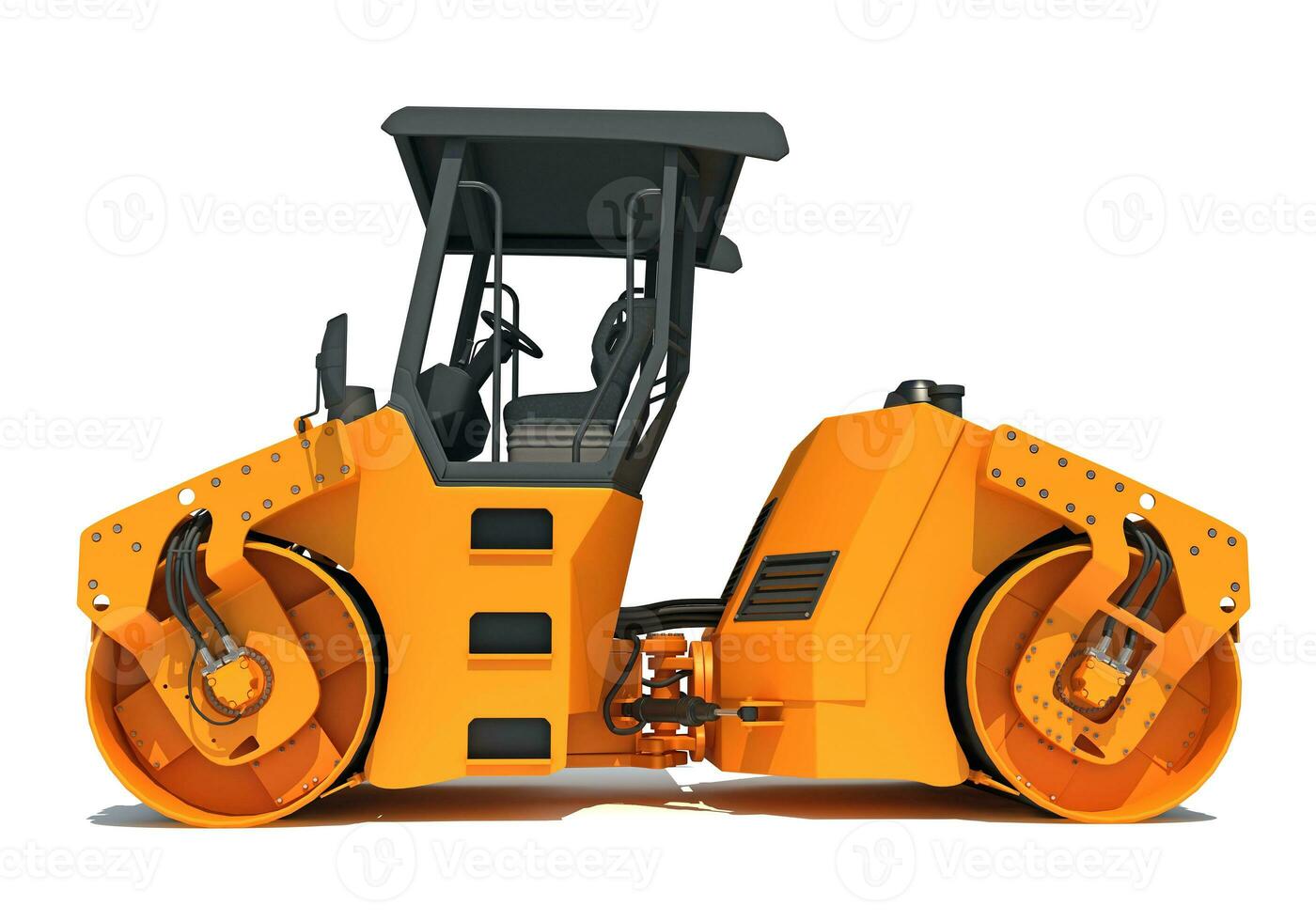 Asphalt Road Roller heavy construction machinery 3D rendering on white background photo