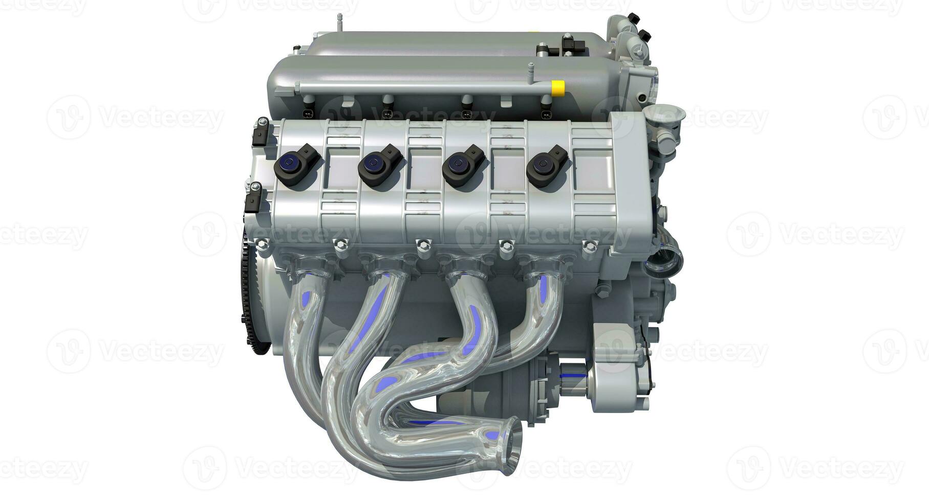 V8 Car Engine 3D rendering on white background photo