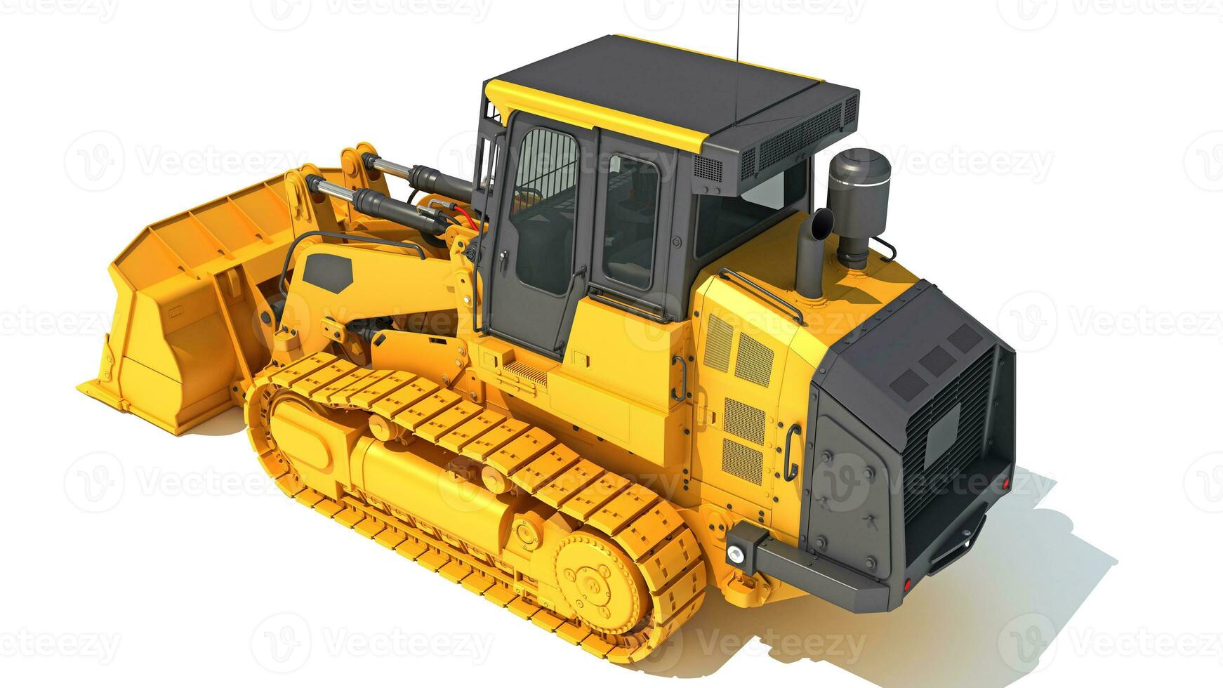 Dozer heavy construction machinery 3D rendering on white background photo