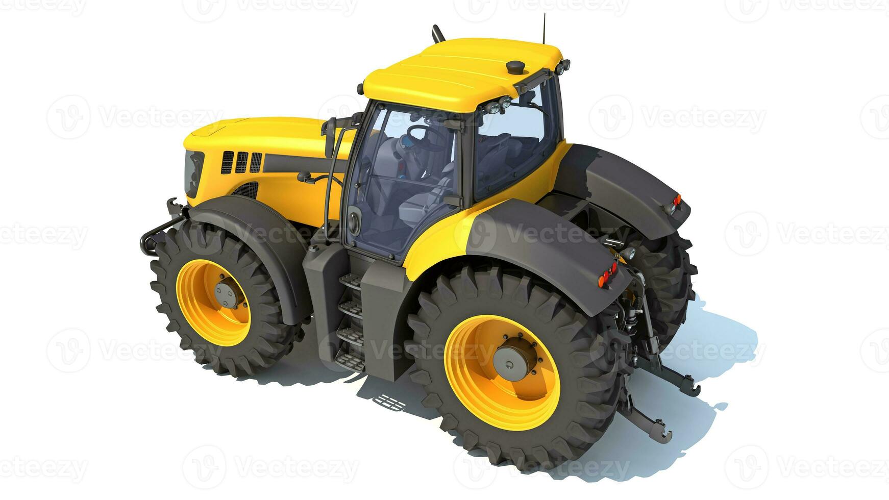 Farm Tractor 3D rendering on white background photo