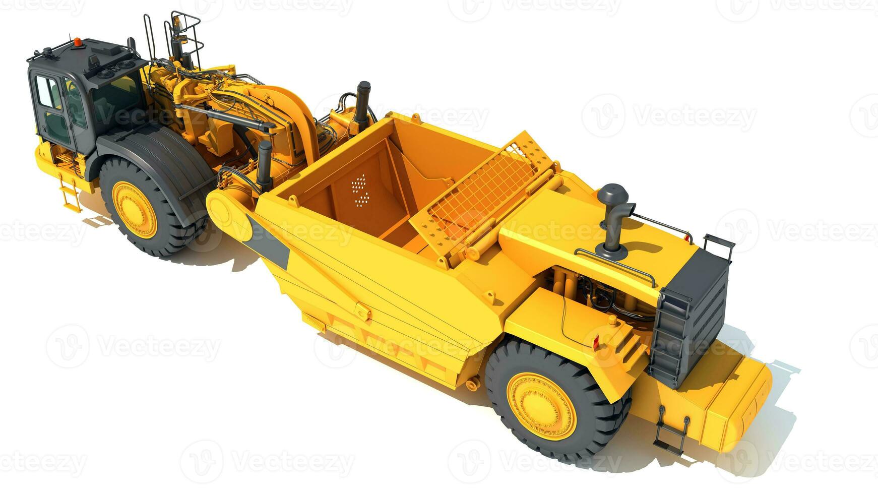 Tractor Scraper heavy machinery 3D rendering on white background photo