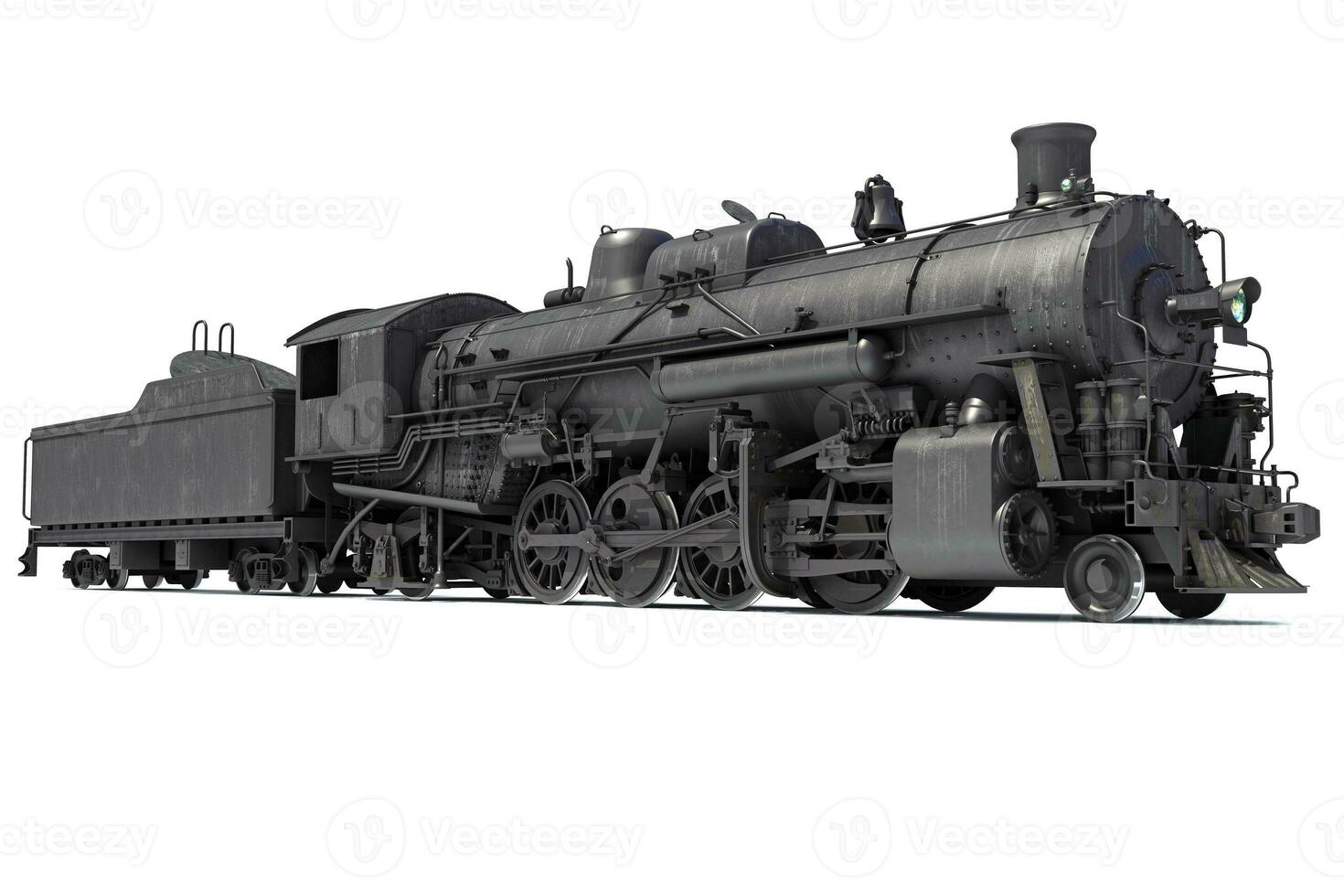 Steam train locomotive 3d rendering on a white background photo