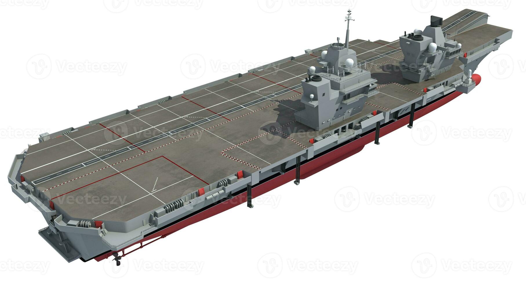 Aircraft Carrier military vessel 3D rendering ship on white background photo