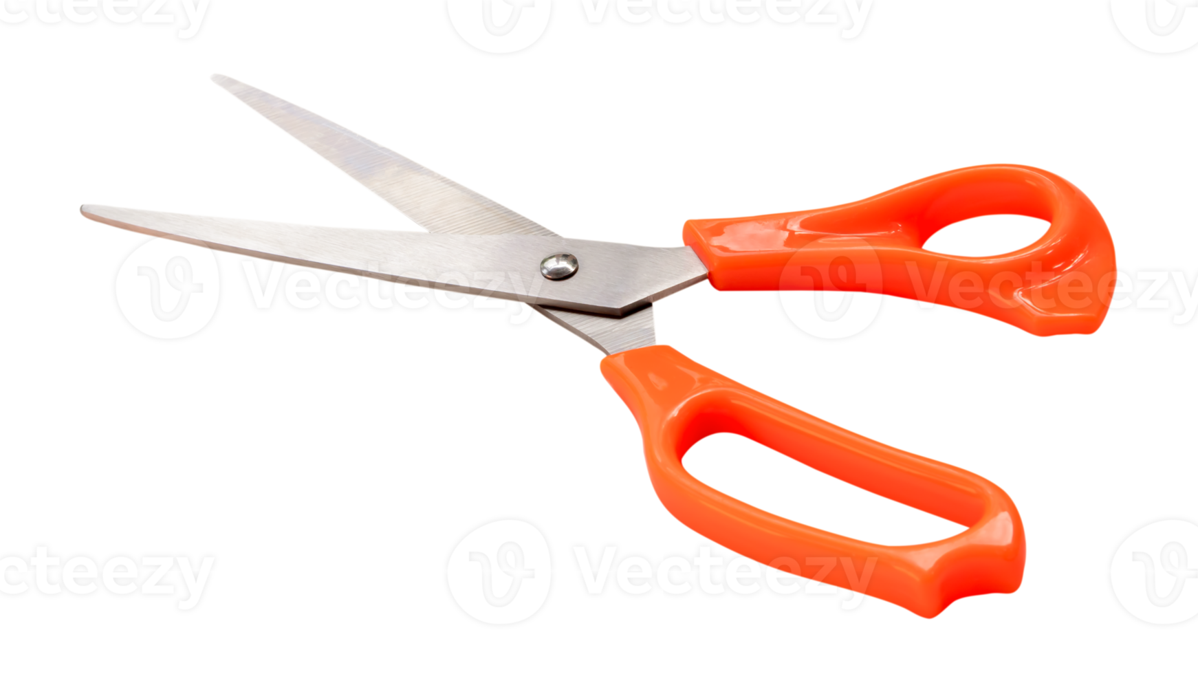 multipurpose scissors with orange handle isolated with clipping path in png file format