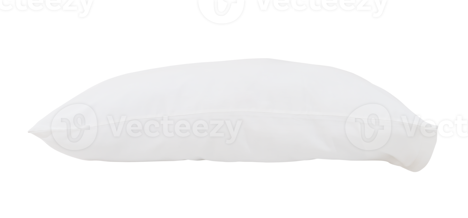 White pillow with case after guest's use at hotel or resort room isolated with clipping path in png file format. Concept of comfortable and happy sleep in daily life