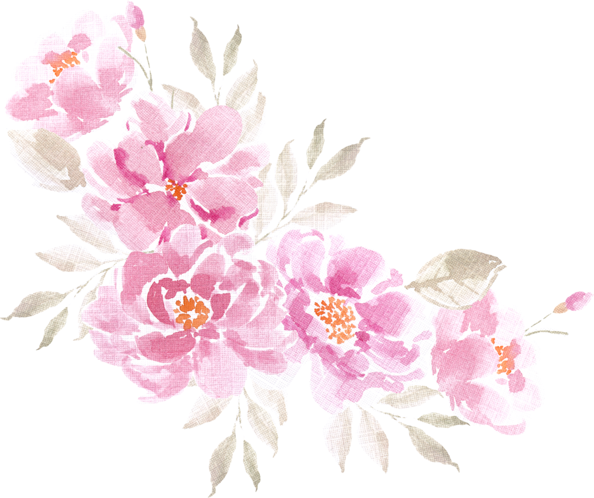 Pink Rose Watercolor Flower Arrangement png