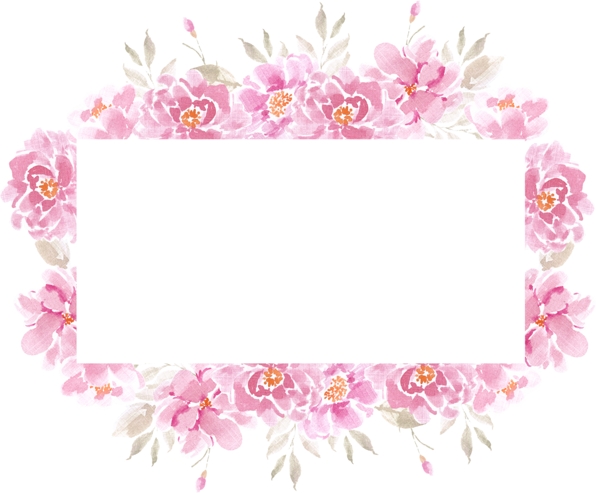 Pink Rose Watercolor Flower Frame png