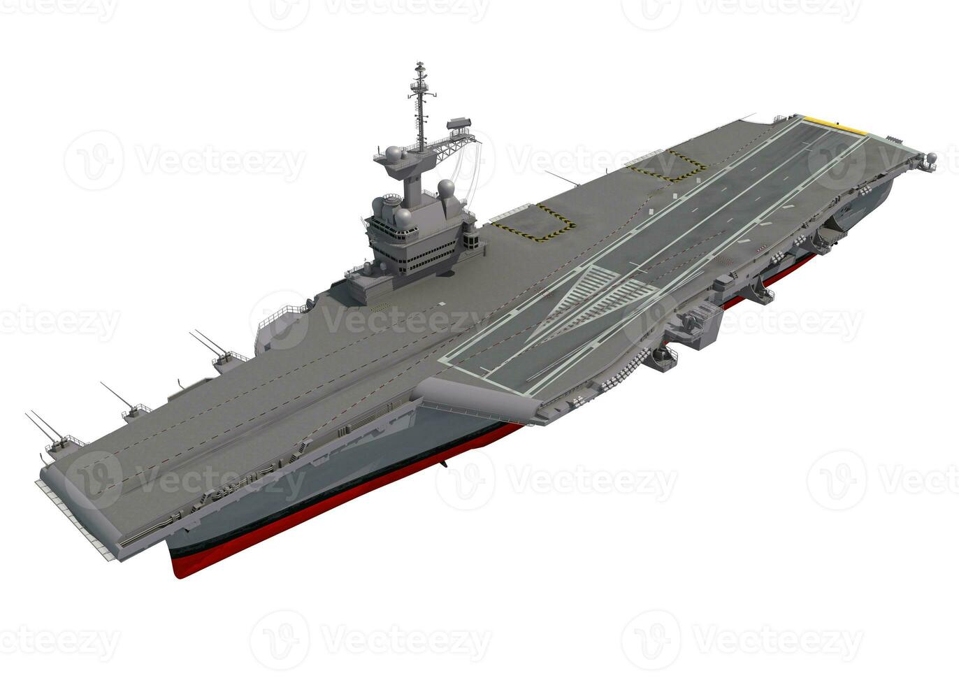 Aircraft Carrier military vessel 3D rendering ship on white background photo