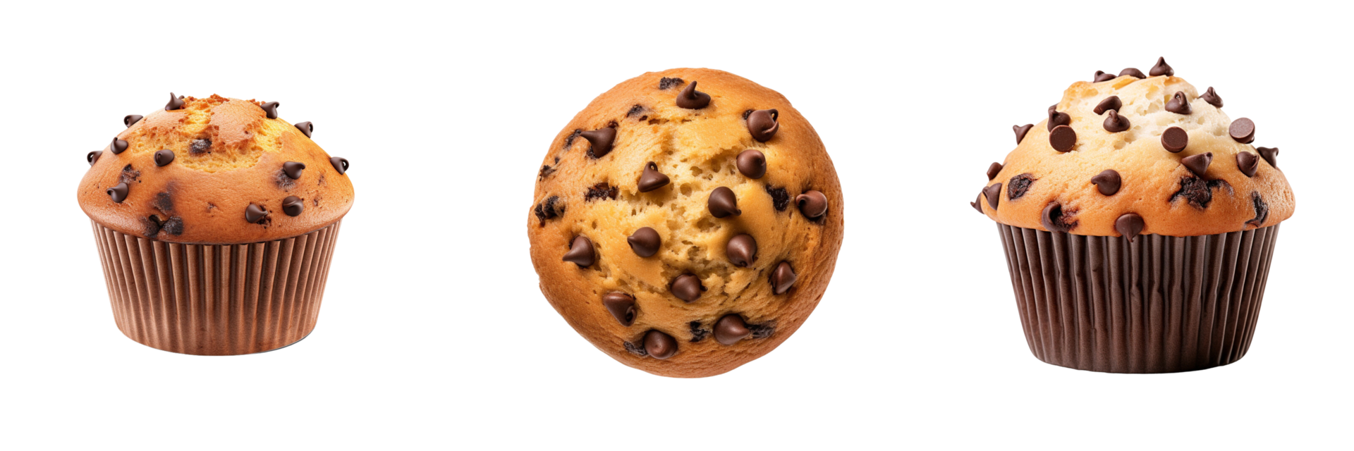 AI generated three muffins are shown in different sizes png