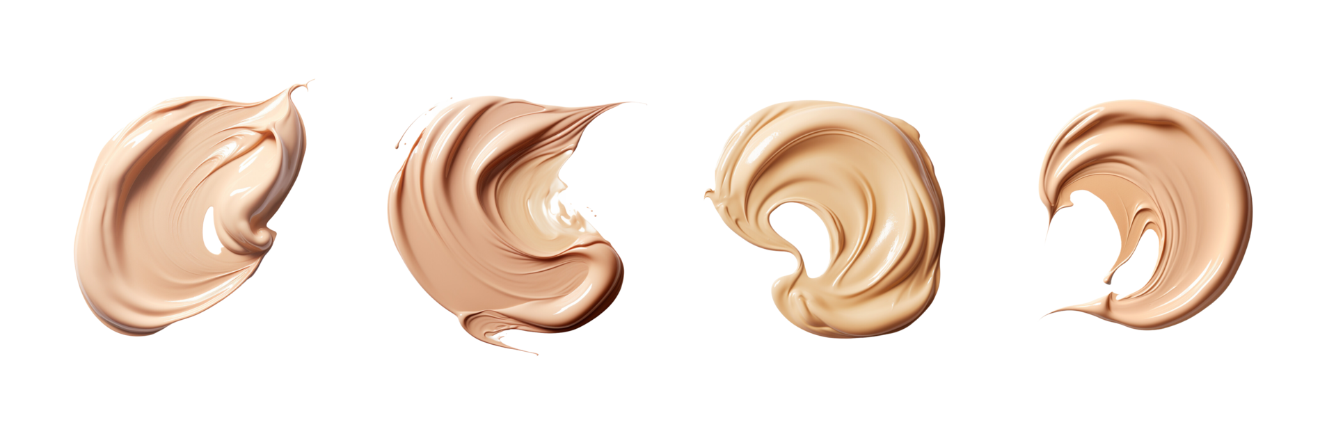 AI generated Set of Close-up of a smear of liquid foundation or bb cream isolated on transparent background png