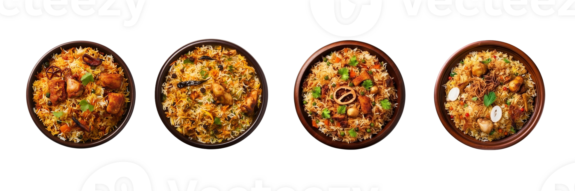 AI generated three bowls of food on a transparent background png
