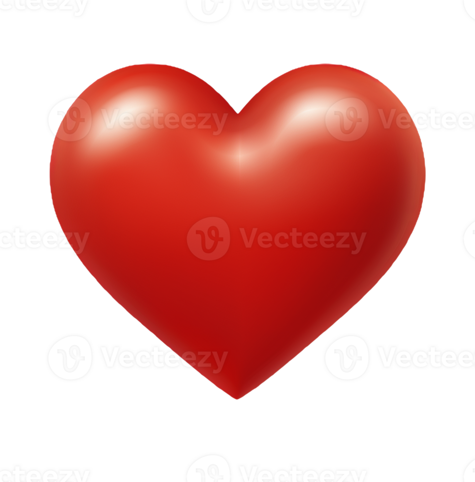 Red love heart shape isolated on transparent background png