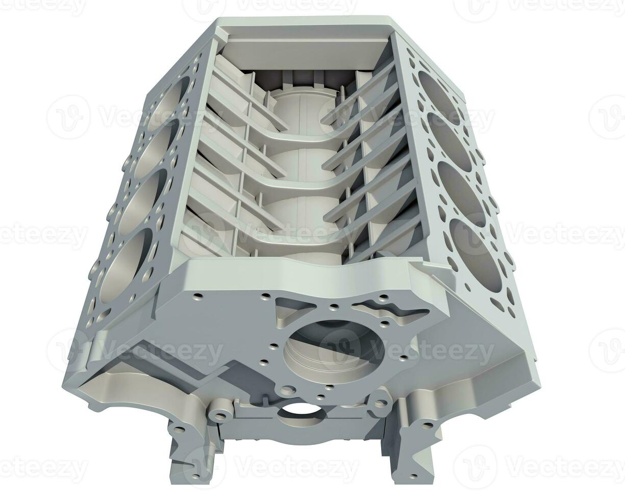 Car V8 Engine Cylinder Head 3D rendering on white background photo