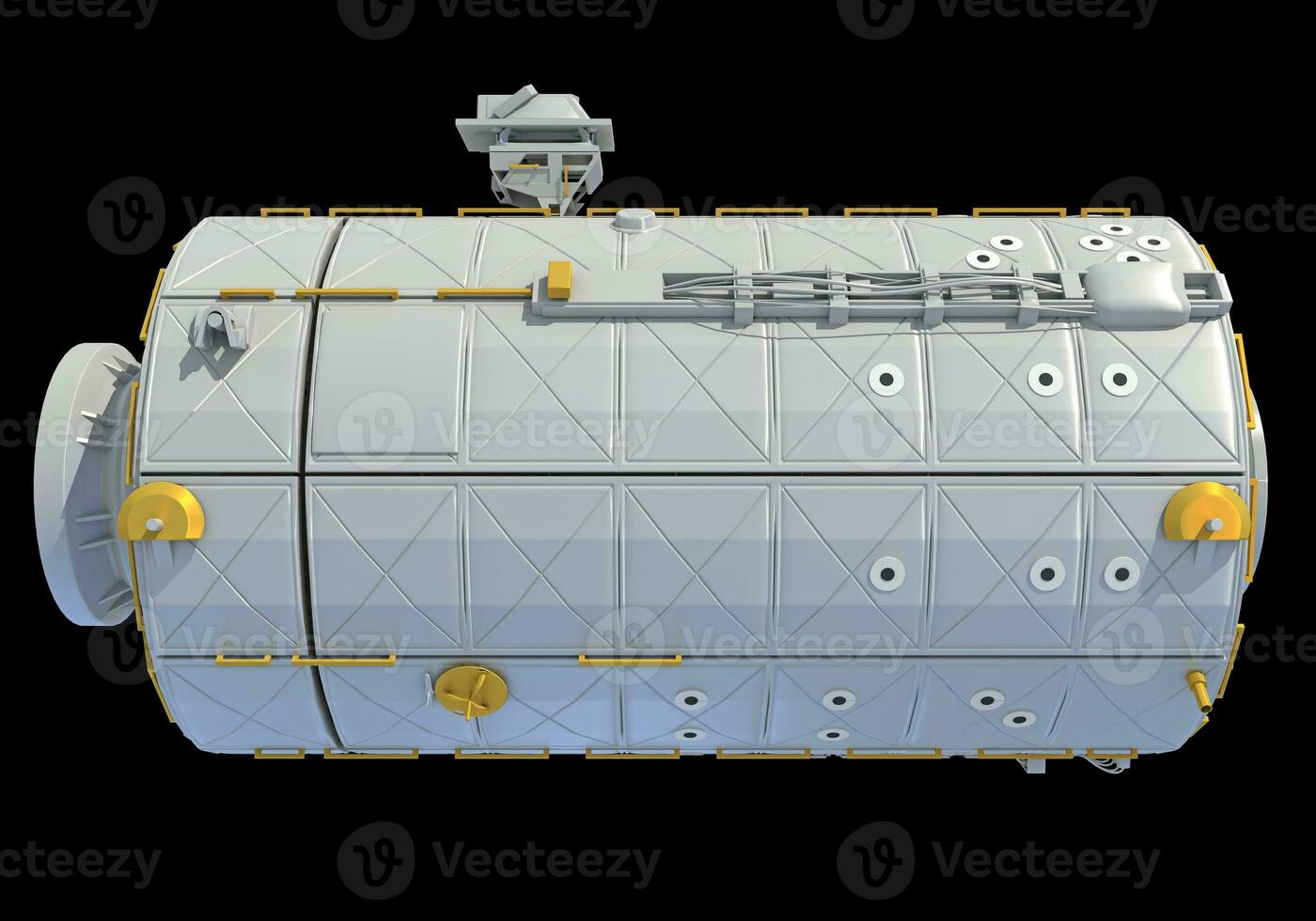 Service Module of ISS International Space Station 3D rendering on black background photo