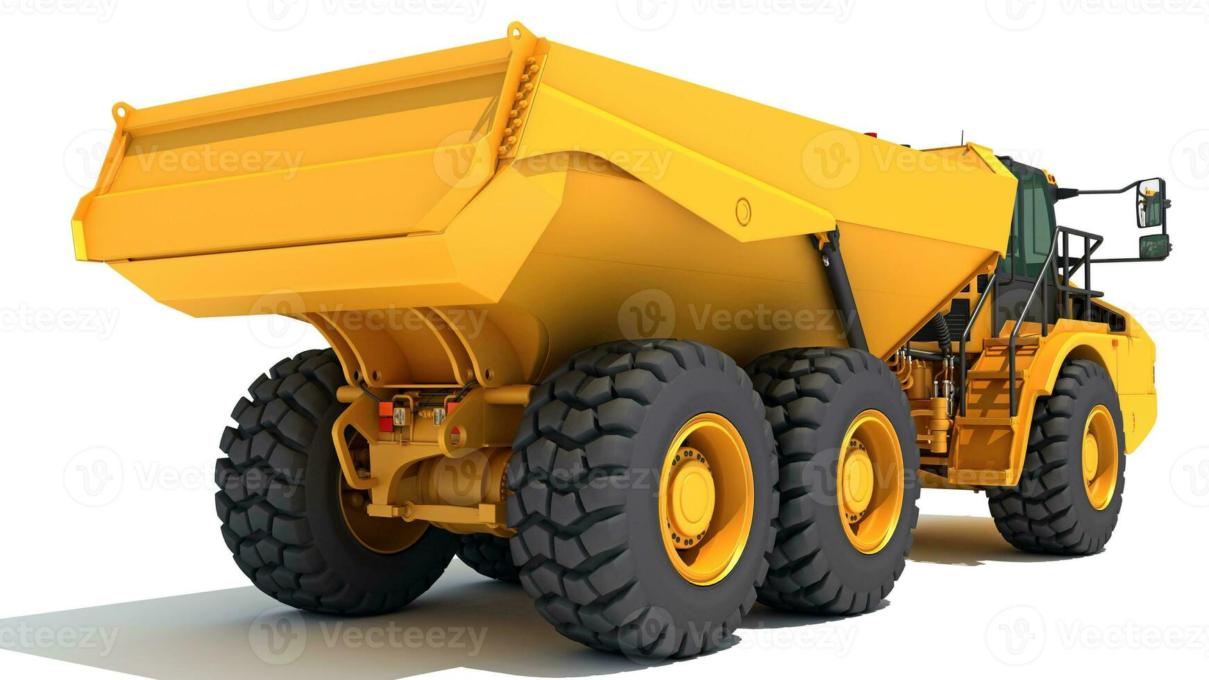 Dump Truck 3D rendering heavy construction machinery on white background photo