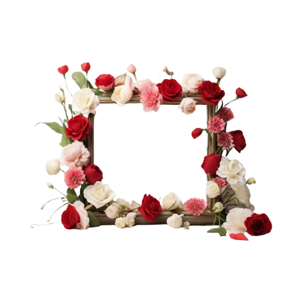 AI generated Neat romantic flower arrangement frame png