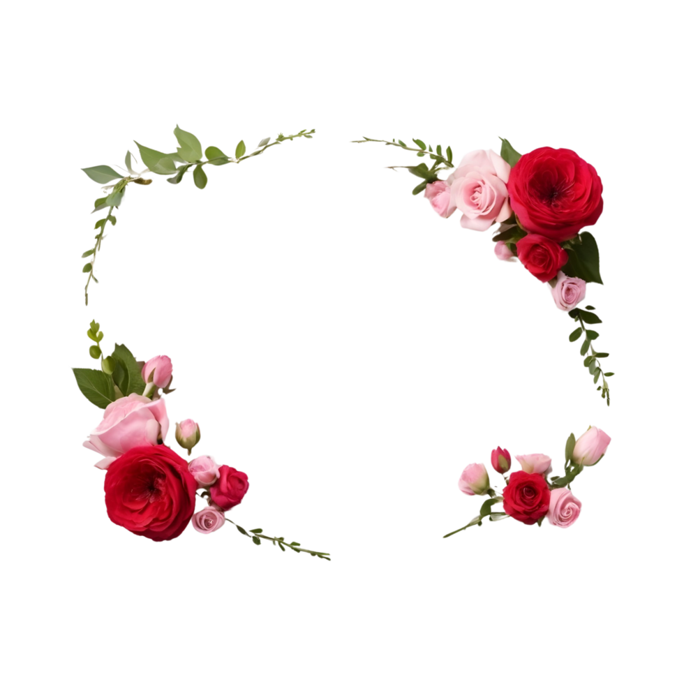 AI generated Neat romantic flower arrangement frame png