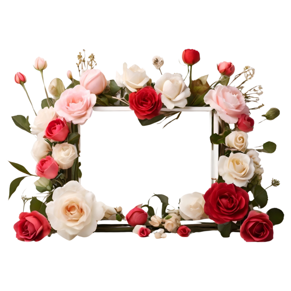 AI generated Neat romantic flower arrangement frame png