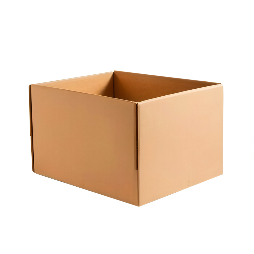 AI generated open cardboard box on transparent png