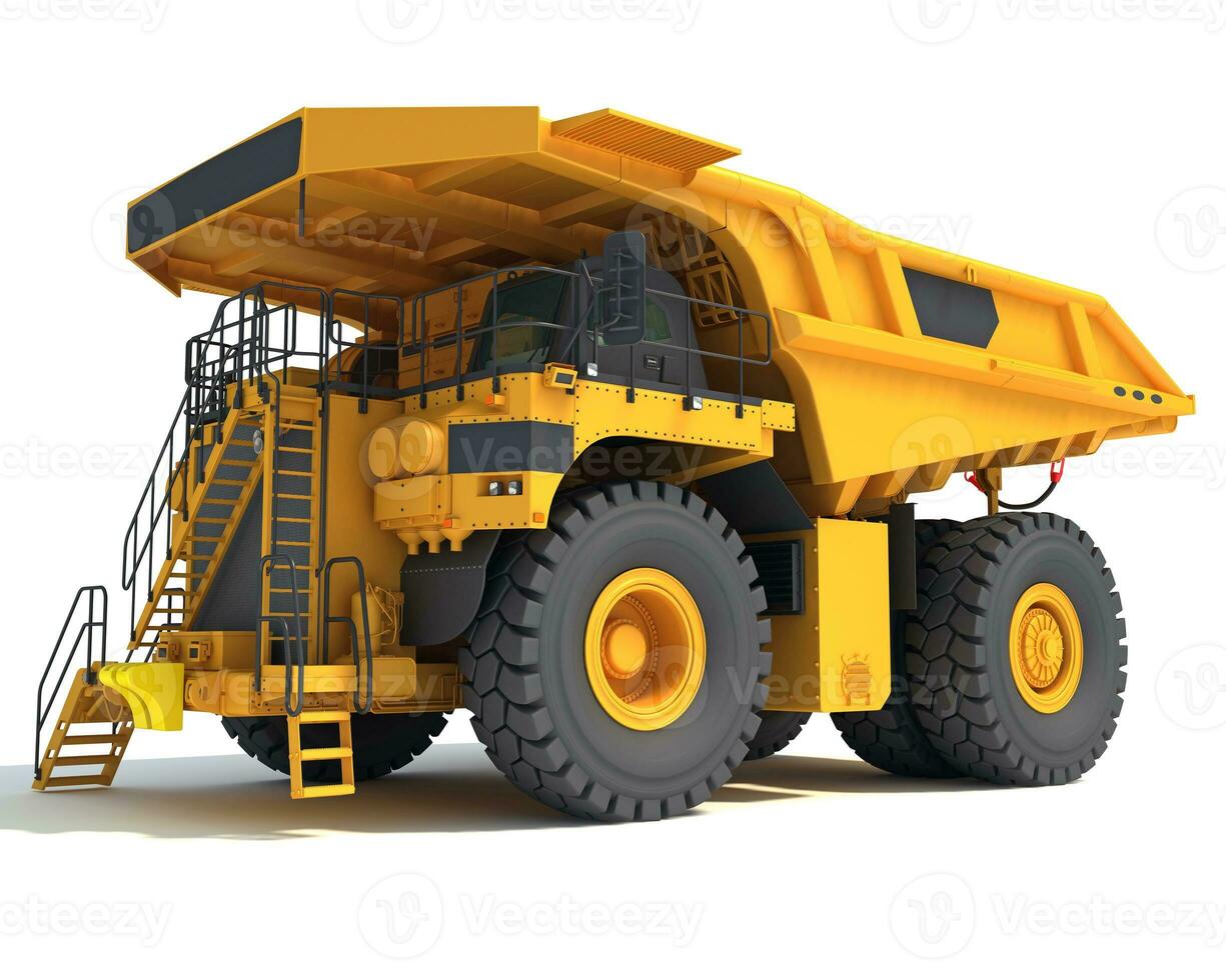 Mining Dump Truck heavy construction machinery 3D rendering on white background photo