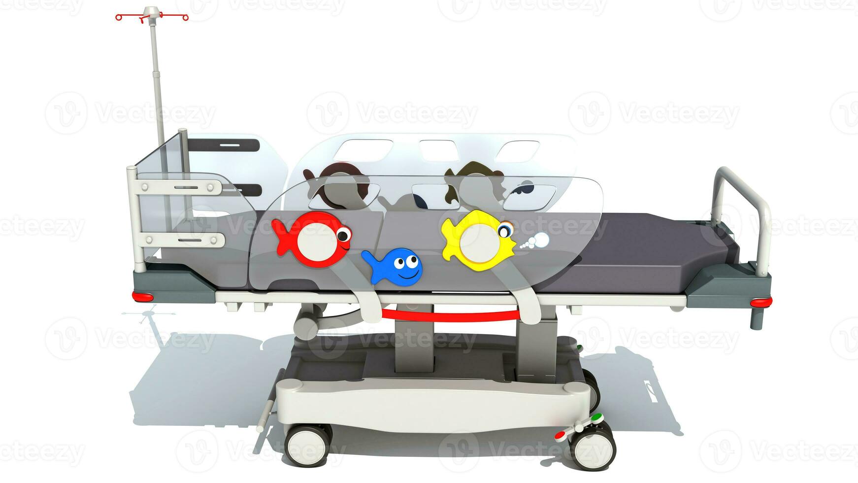 Medical Stretcher Trolley 3D rendering on white background photo