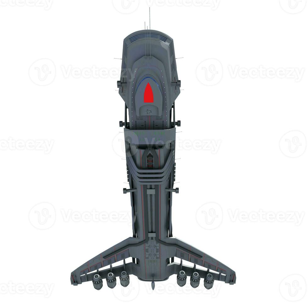 Spaceship 3D rendering on white background photo