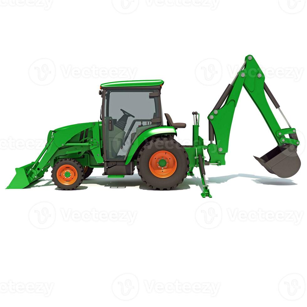 Backhoe Loader 3D rendering on white background photo