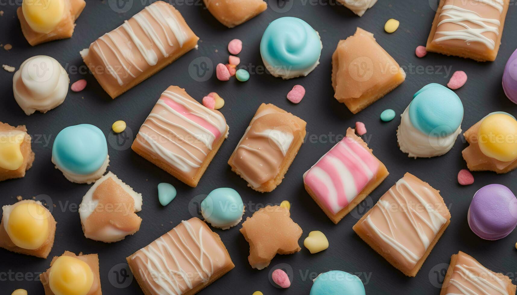 AI generated a variety of chocolate bars on a black background photo