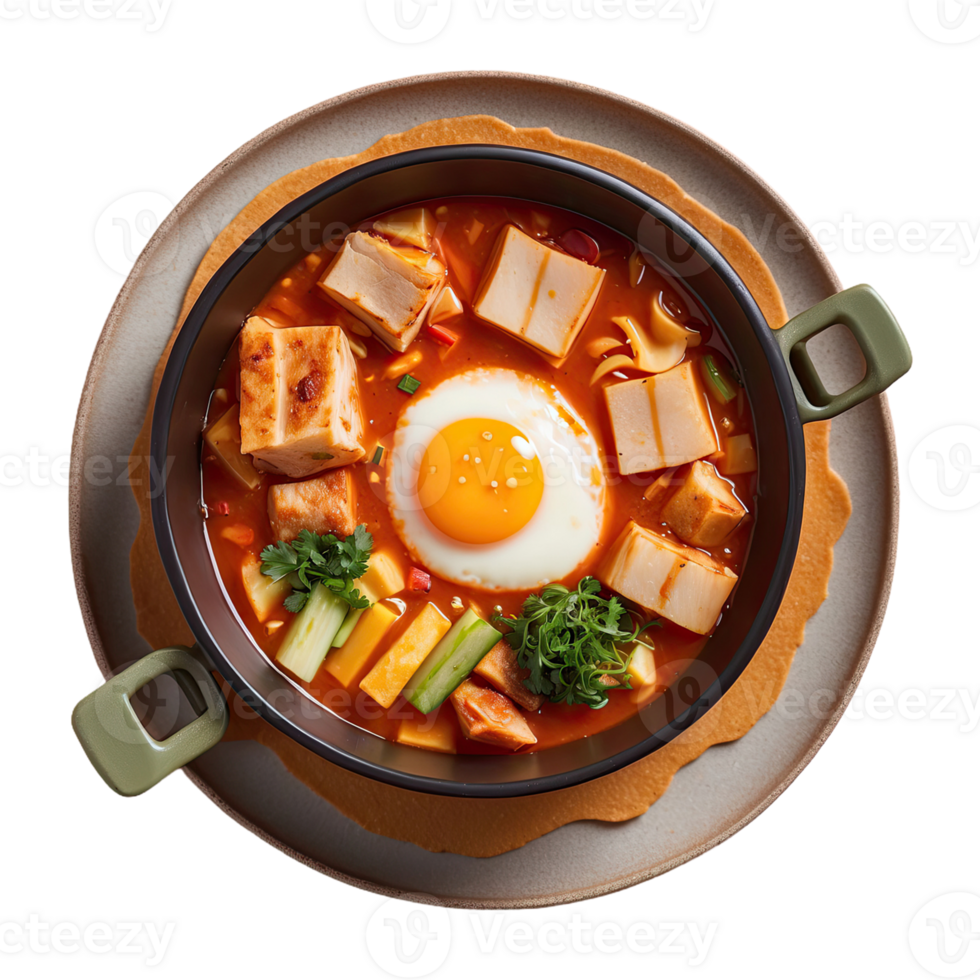 ai generado sundubu jjigae coreano comida aislado en transparente antecedentes png