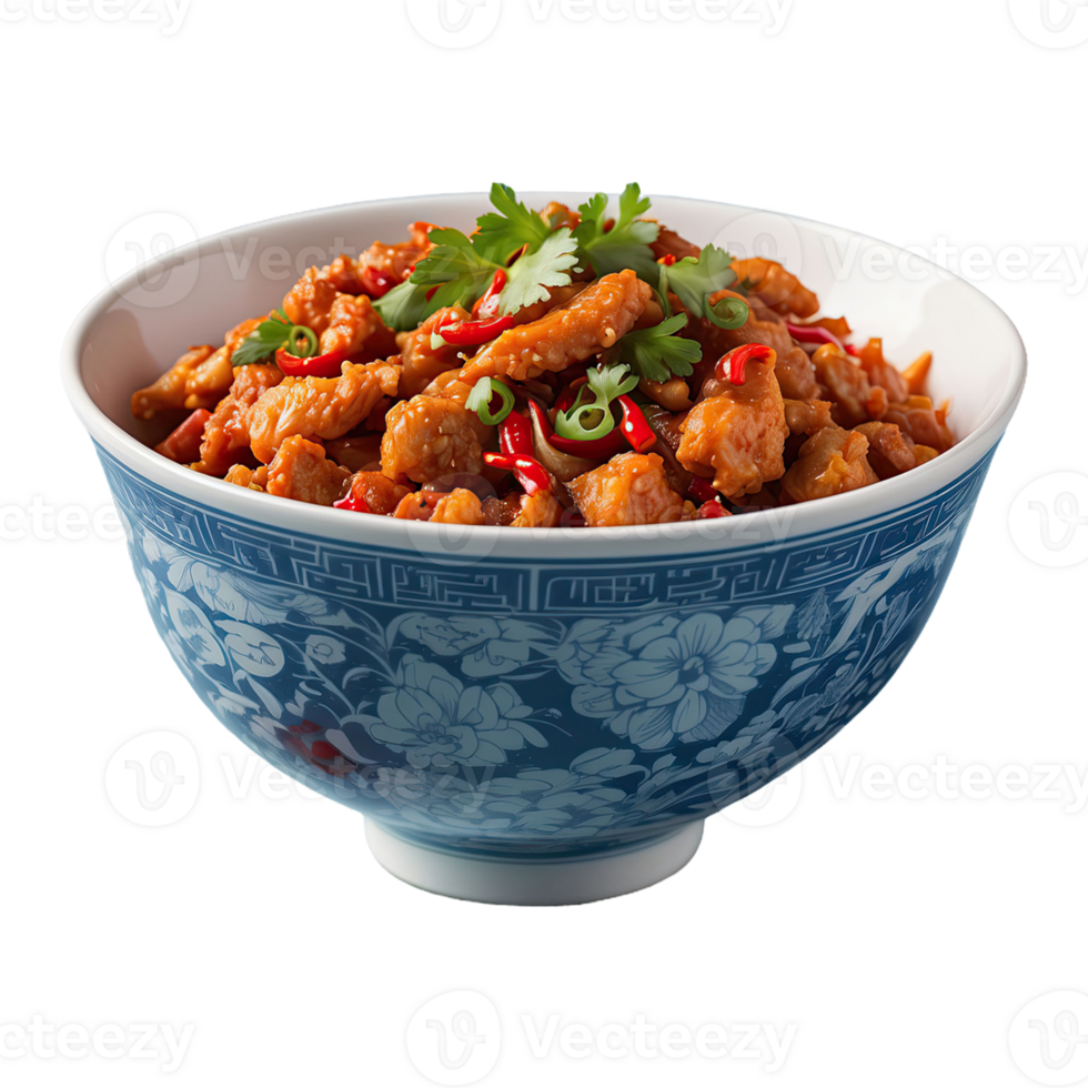 AI generated chinese food spicy food isolated on transparent background png