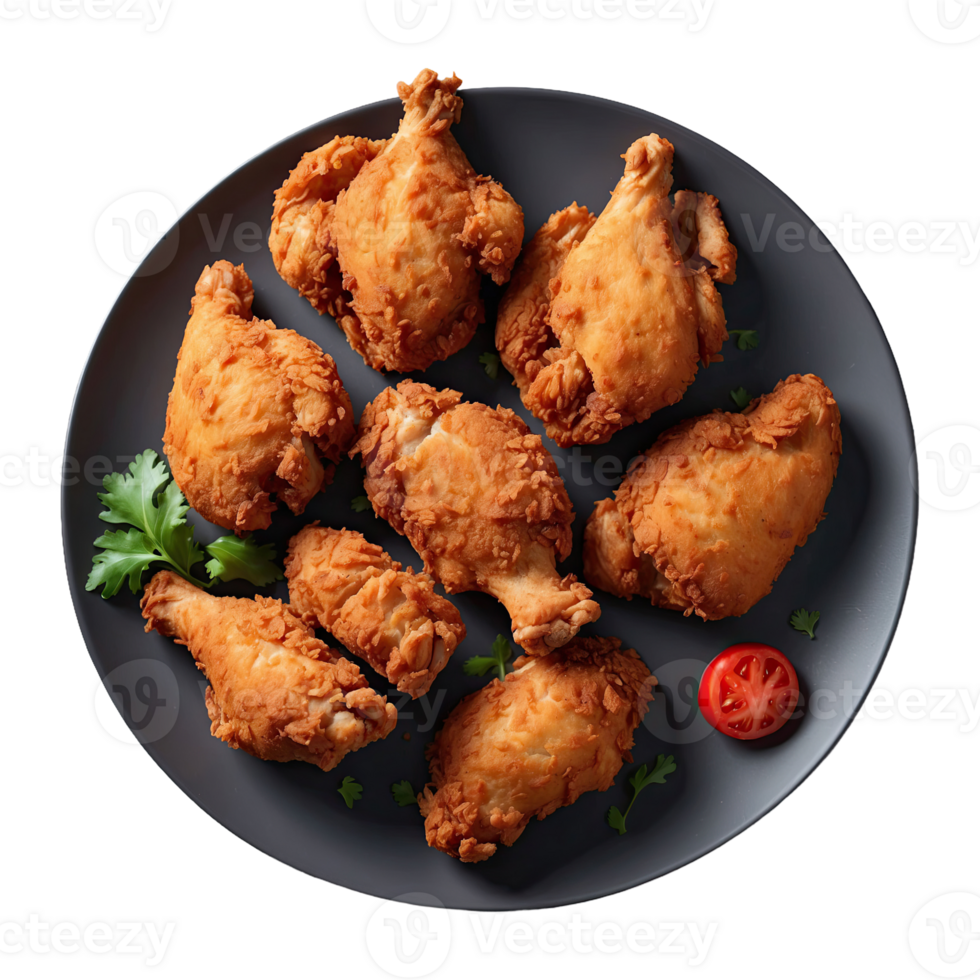 AI generated Delicious fried chicken on the plate on plate isolated on transparent background png