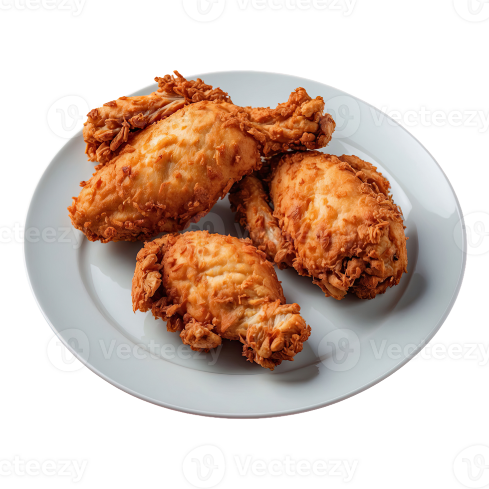 AI generated Delicious fried chicken on the plate on plate isolated on transparent background png