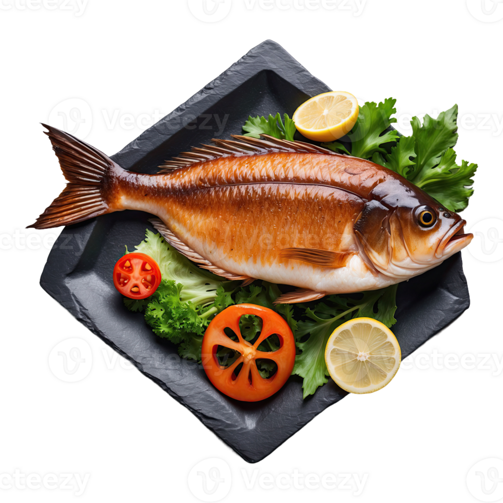 AI generated grilled fish braised fish food isolated on transparent background png