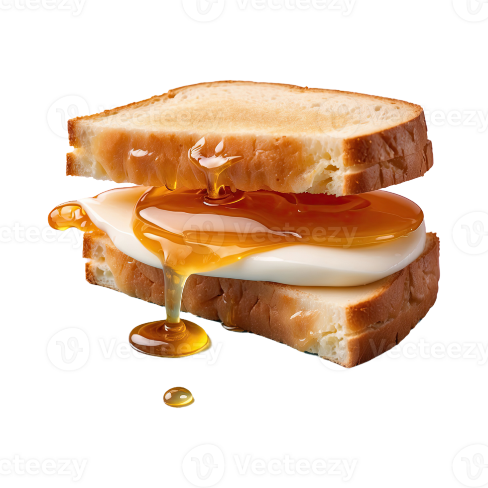 AI generated honey sandwich delicious food isolated on transparent background png