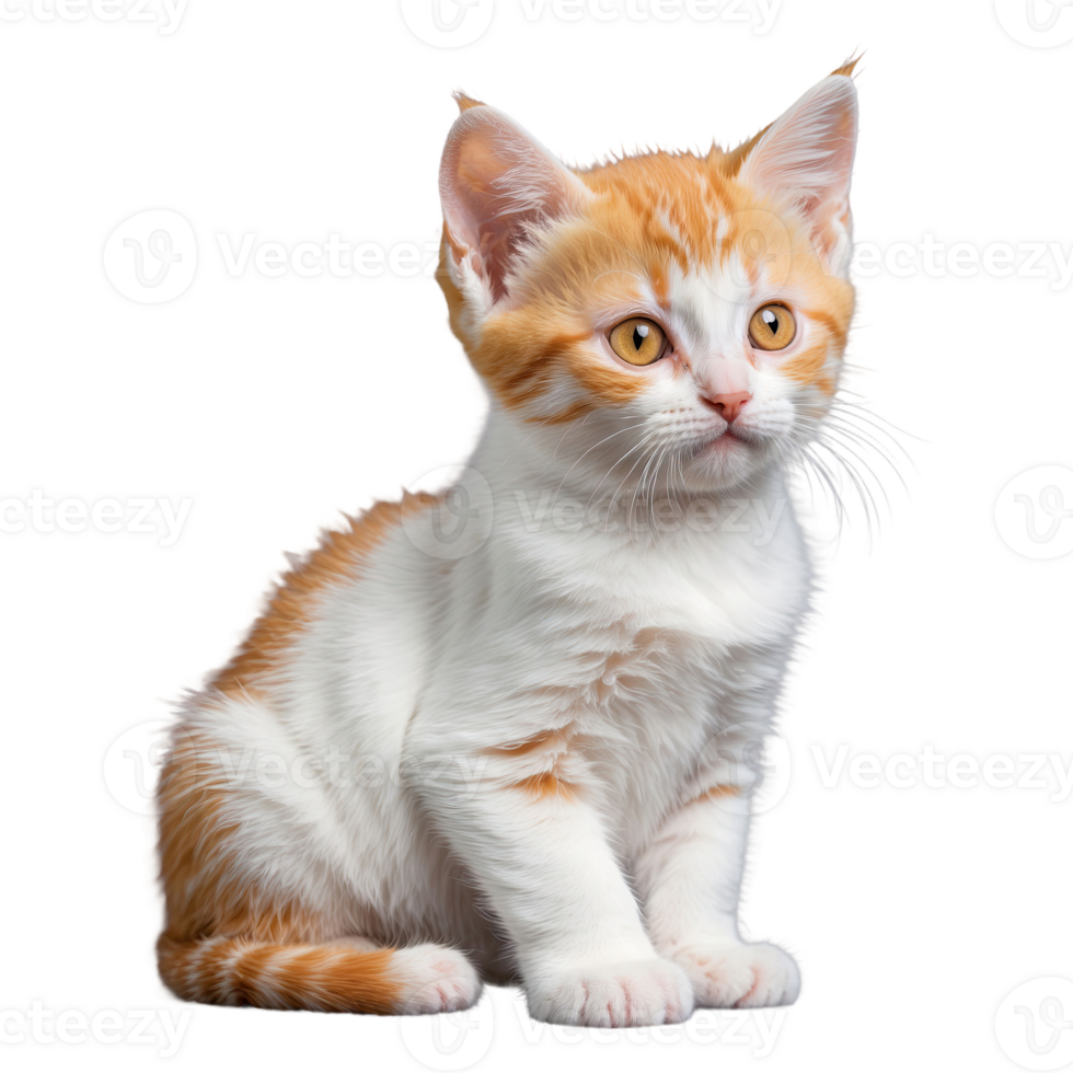 AI generated young exotic cat orange and white one month old isolated on transparent background png