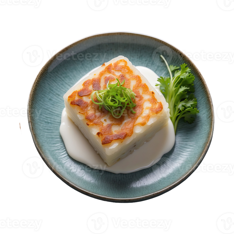 AI generated Gourmet Cantonese Style Radish Cake Food isolated on transparent background png