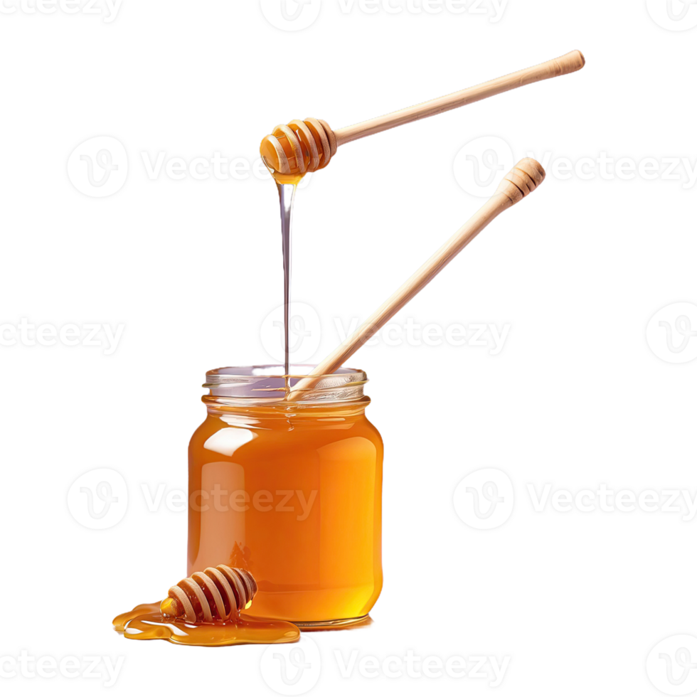 ai gegenereerd honing voedsel met honing stok geïsoleerd Aan transparant achtergrond png