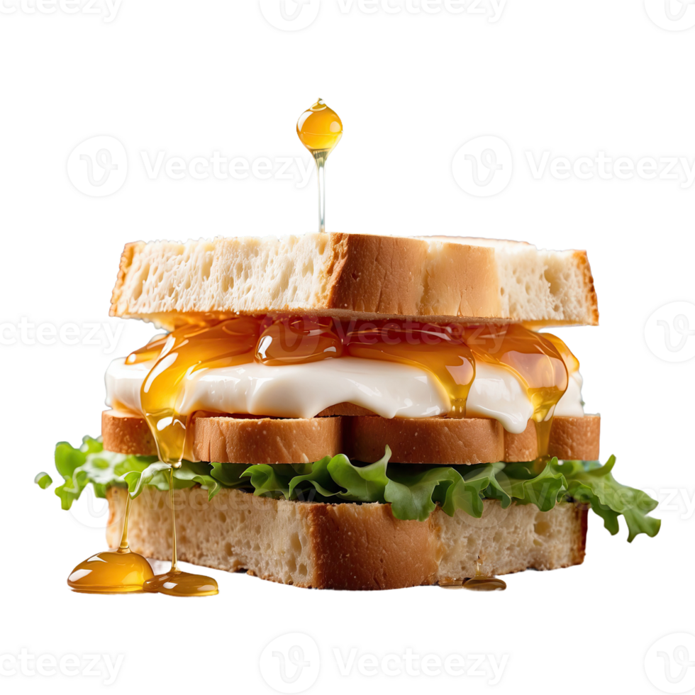 AI generated honey sandwich delicious food isolated on transparent background png