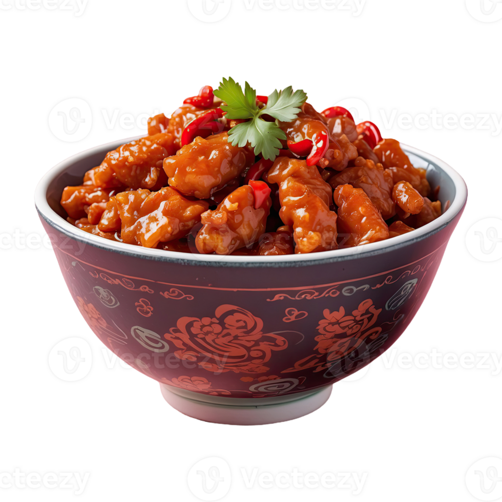 AI generated chinese food spicy food isolated on transparent background png