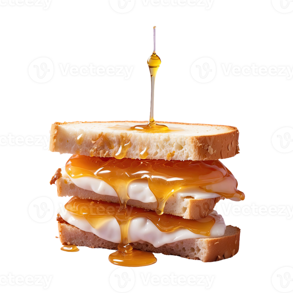 AI generated honey sandwich delicious food isolated on transparent background png