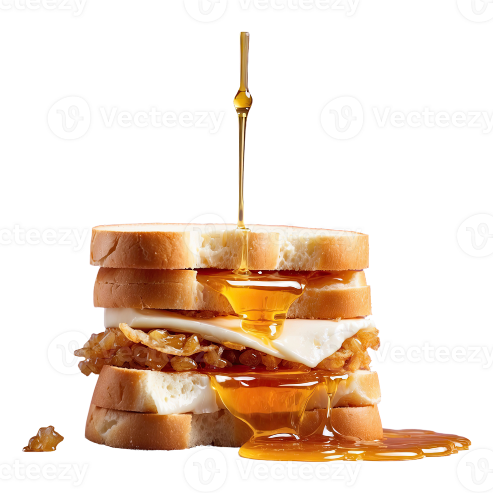 AI generated honey sandwich delicious food isolated on transparent background png
