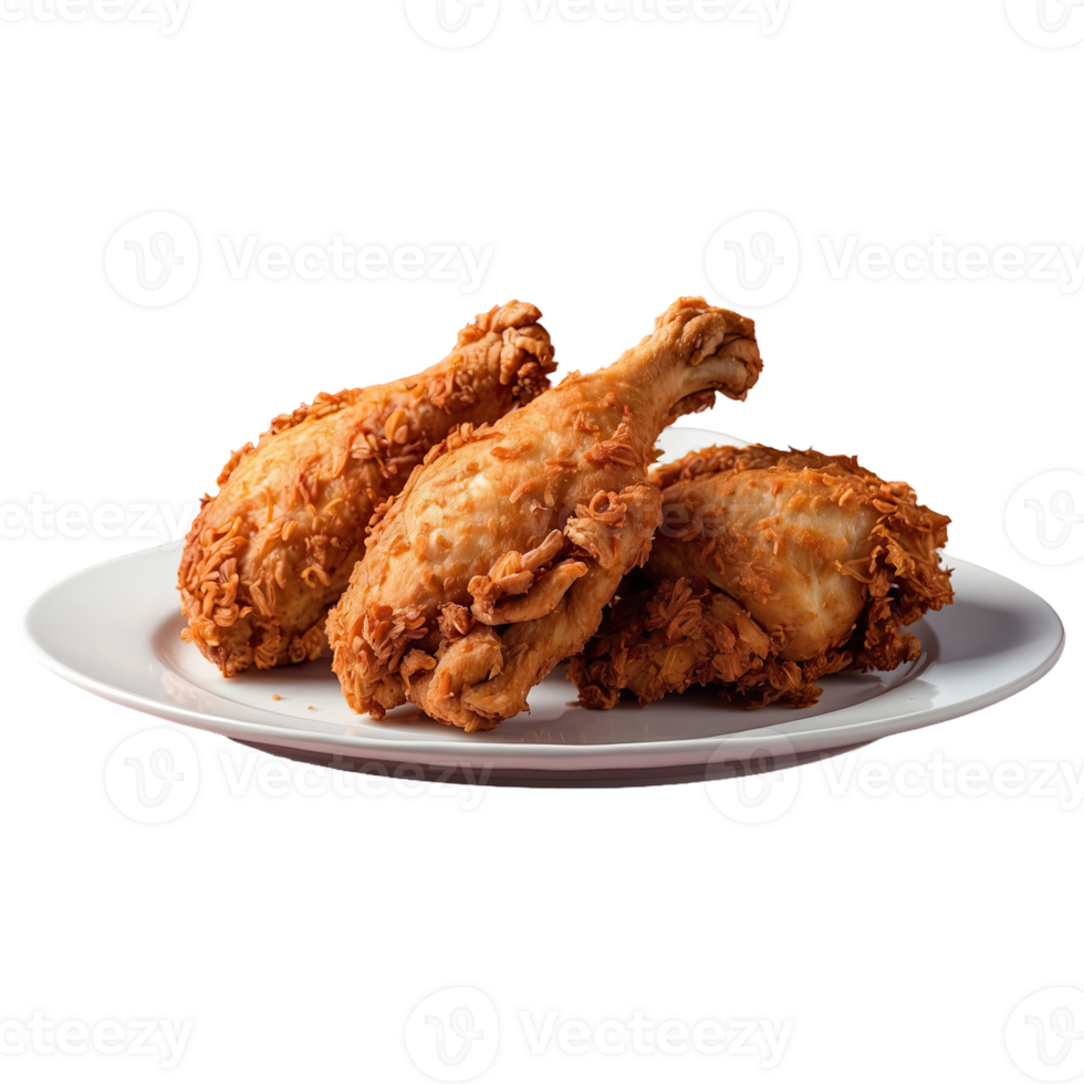 AI generated Delicious fried chicken on the plate on plate isolated on transparent background png
