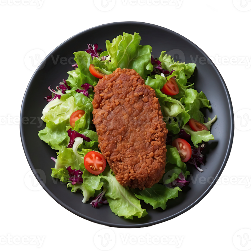 AI generated fried meat minced along with green salad isolated on transparent background png