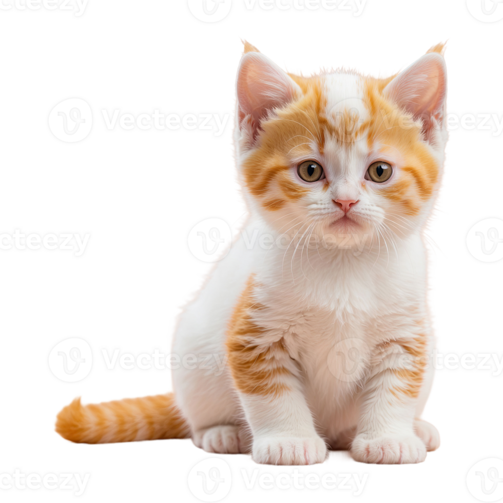 AI generated young exotic cat orange and white one month old isolated on transparent background png