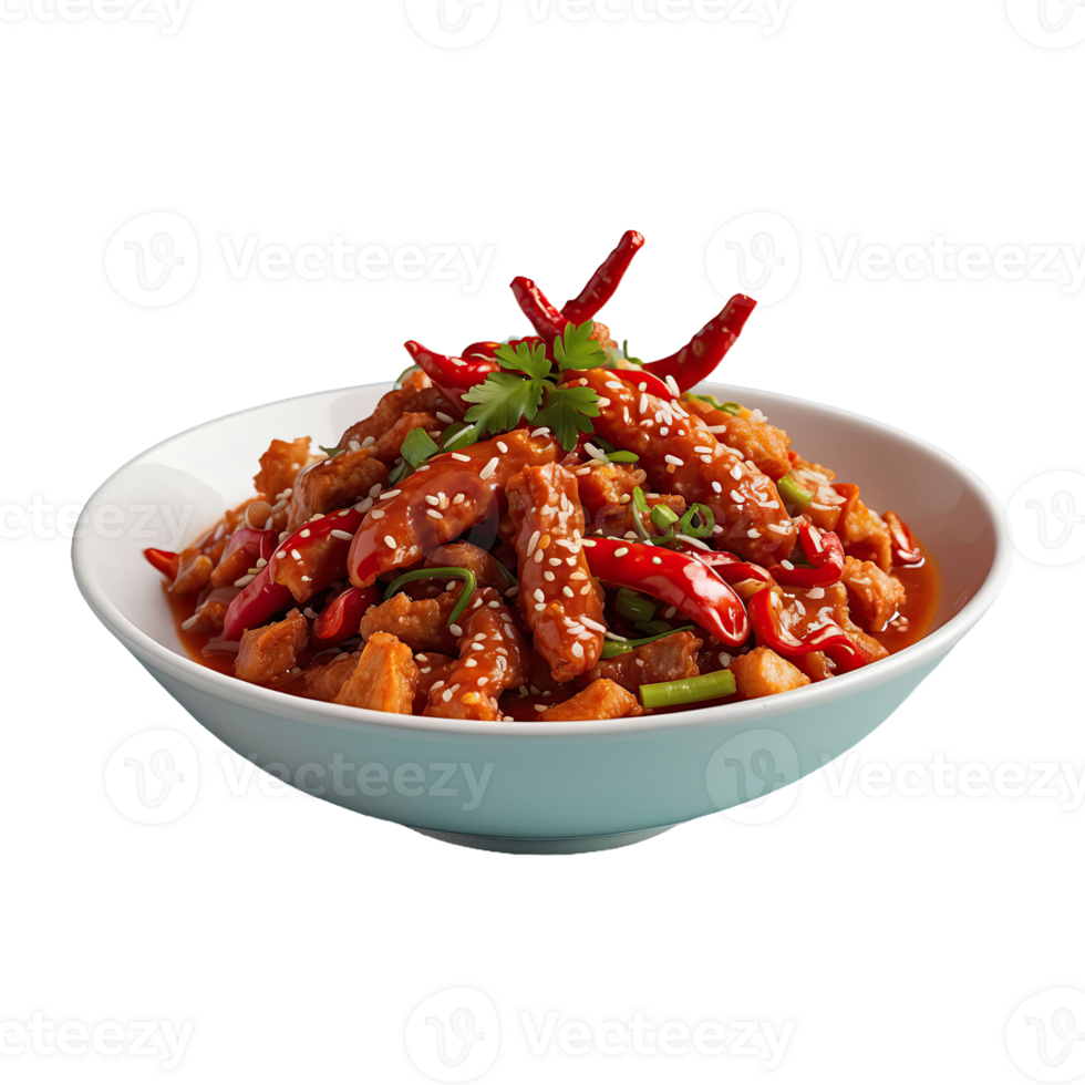 AI generated chinese food spicy food isolated on transparent background png