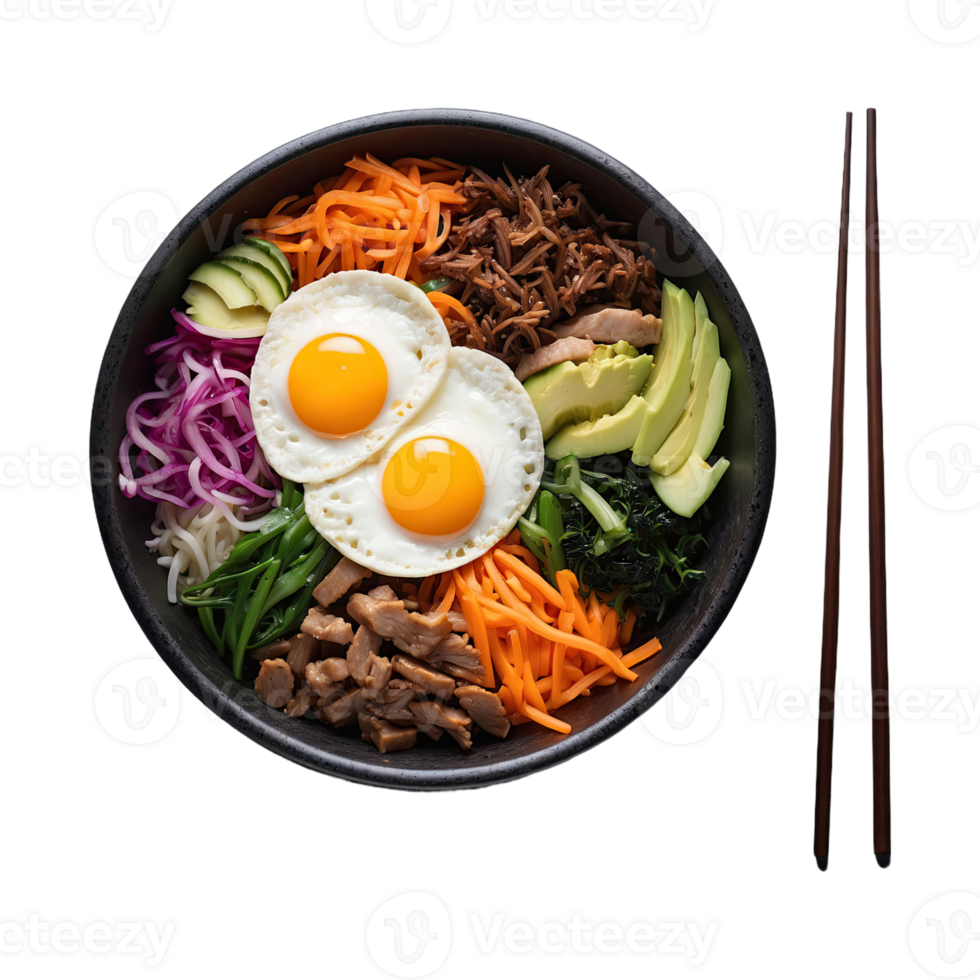 AI generated korean food bibimbap isolated on transparent background png