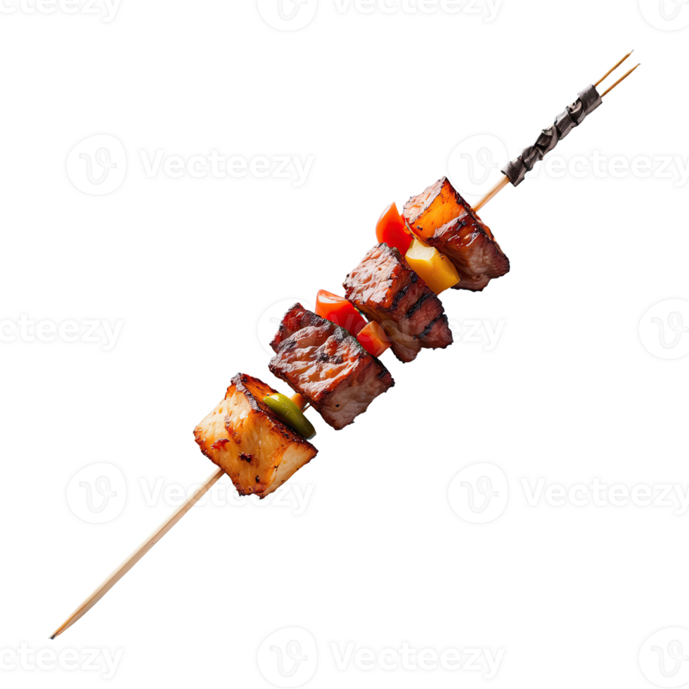 AI generated skewers barbecue food isolated on transparent background png