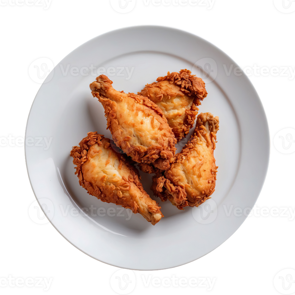 AI generated Delicious fried chicken on the plate on plate isolated on transparent background png