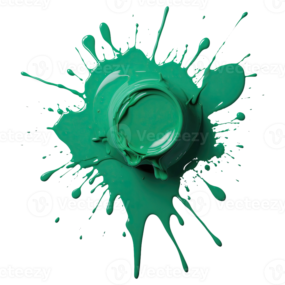 AI generated Green paint splatter isolated on transparent background png