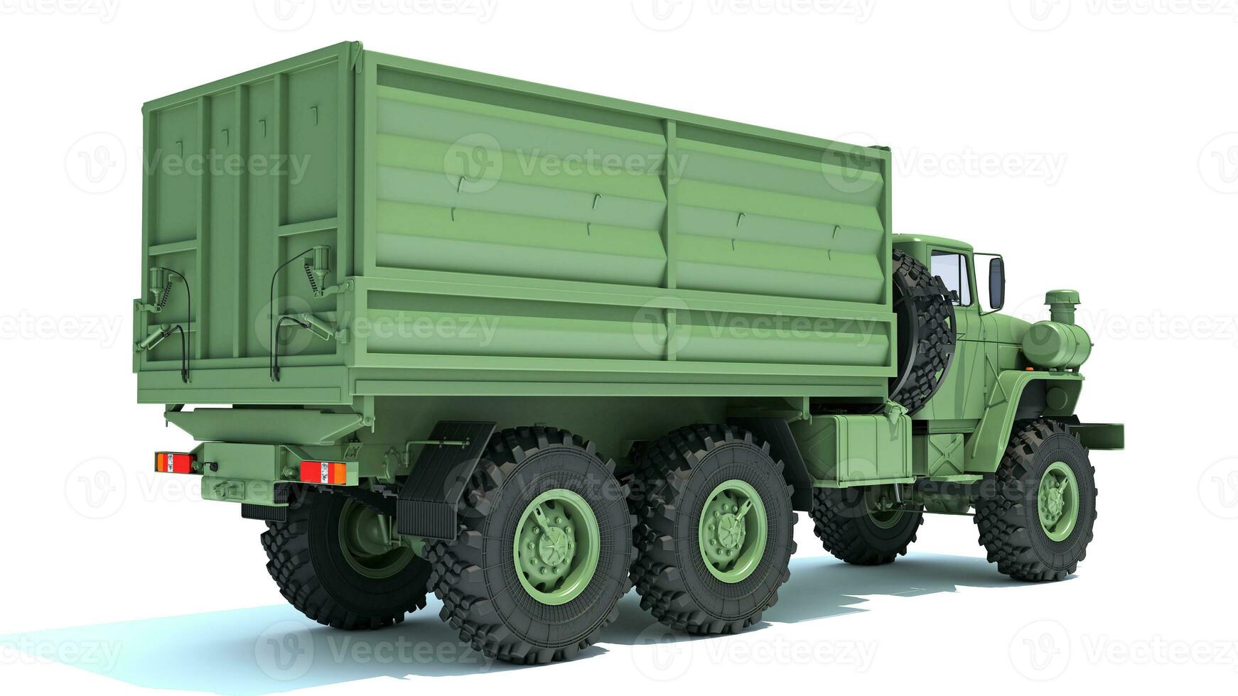 Military Truck Off Road 6x6 3D rendering on white background photo